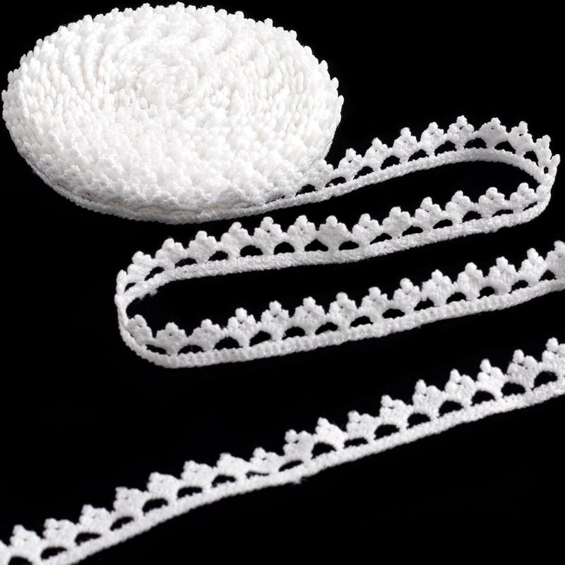 Deozu 5 Yards White Lace Trim, Vintage Crocheted Lace Ribbons, Embroidery Laces for DIY Crafts, Bouquet, Sewing, Wedding, Wrapping, Decoration (0.54" Wide) - Image 1